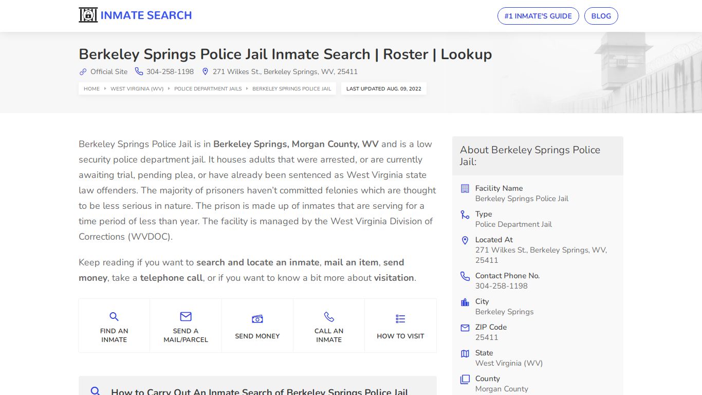 Berkeley Springs Police Jail Inmate Search | Roster | Lookup